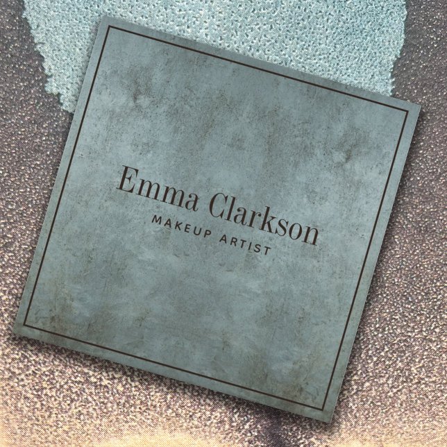 Modern Makeup Artist Grunge Blue Grått Struktur Fyrkantigt Visitkort (Skapare uppladdad)