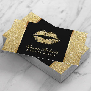 Modern makeup Artist Guld Glitter Läppar Visitkort
