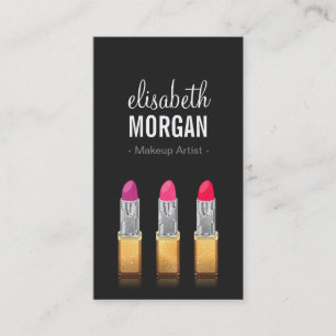 Modern makeup Artist - Guld Red Beauty Lipsticks Visitkort