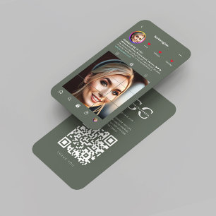 Modern Makeup Artist Instagram Monogram Sage Grönt Visitkort