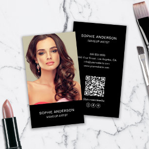 Modern Makeup Artist Photo Black Visitkort