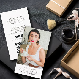 Modern Makeup Artist Photo QR Code Social Media Visitkort