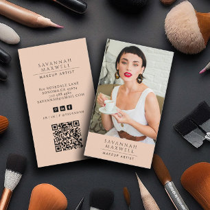 Modern makeup Artist Professionell Photo Peach Ros Visitkort