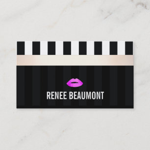 Modern Makeup Artist Rosa Läppar Stripe Visitkort