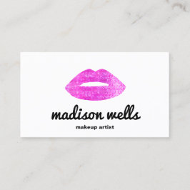 Modern Makeup Artist Rosa Sequin Läppar Visitkort