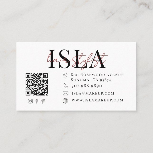 Modern Makeup Artist Script Namn Businesskort Visitkort (Framsida)