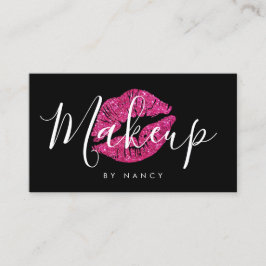 Modern makeup Artist Typography Shock rosa Glitter Visitkort