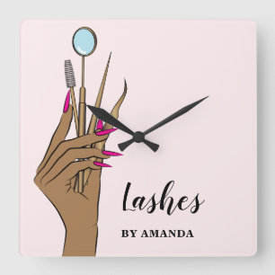 Modern Makeup Eyebrow Öga Lash Girly Fyrkantig Klocka