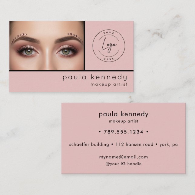 Modern Makeup-Foto i Rosa Nyans Visitkort (Fram/baksida)