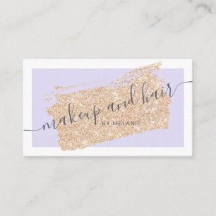 Modern makeup hair guld glitter lavender ram visitkort