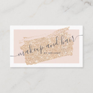 Modern makeup hair guld glitter push rosa ram visitkort