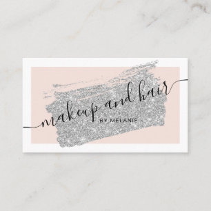 Modern makeup hair silver glitter push rosa ram visitkort
