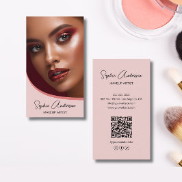 Modern Makeup-konstnärst Foto QR-Rosa Visitkort