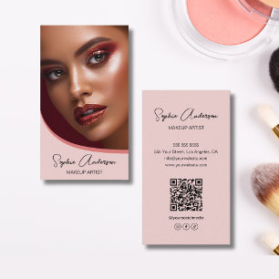 Modern Makeup-konstnärst Foto QR-Rosa Visitkort