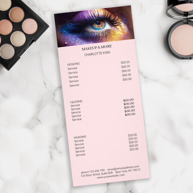 Modern, Makeup Photo Salon Pris List-rackkort Reklamkort (Skapare uppladdad)