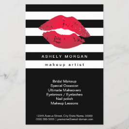 Modern Makeup Red Läppar - Chic Black White Rand Flygblad