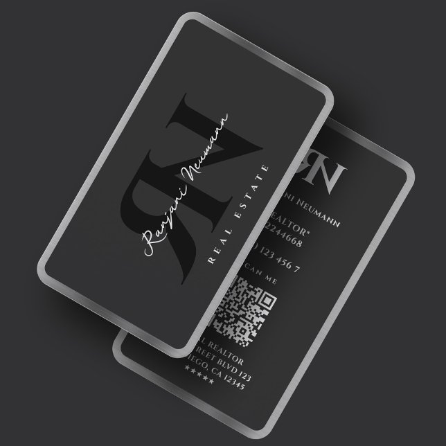 Modern mäklare Realtor Bolån Silverkant Visitkort (Modern Broker Realtor Mortgage Silver Border Business Card
)