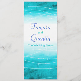 Modern målad abstrakt havsblå bröllop-meny meny