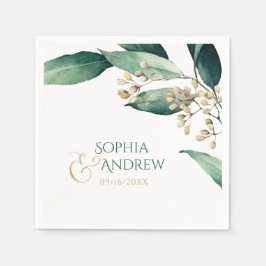 Modern målad botanisk greenery rustic bröllop pappersservett