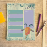 Modern målad Goat Illustration Weekly Planner Anteckningsblock<br><div class="desc">Håll dig organiserad med den här veckovisa planerplattan. Den har min konstfärgsfärg som målats stil och illustrerar en getskalle. Denna söta och färglösa get har horn och skägg och är nyans av orange,  blått,  teal och lila. Han är på väg mot en samordnande stänkt bakgrund.</div>
