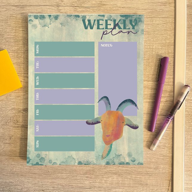 Modern målad Goat Illustration Weekly Planner Anteckningsblock (Skapare uppladdad)