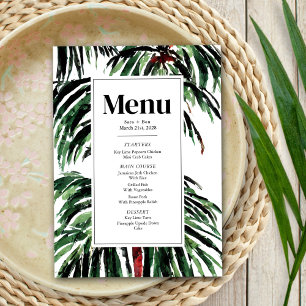 Modern målad Handflatan Träd Beach Wedding Meny
