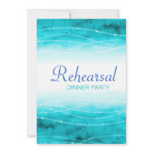 Modern målad havs-bröllop-repetitionsmiddag inbjud