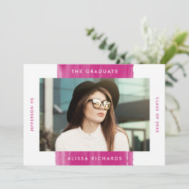 Modern målad Magenta Photo Studentfest Inbjudningar