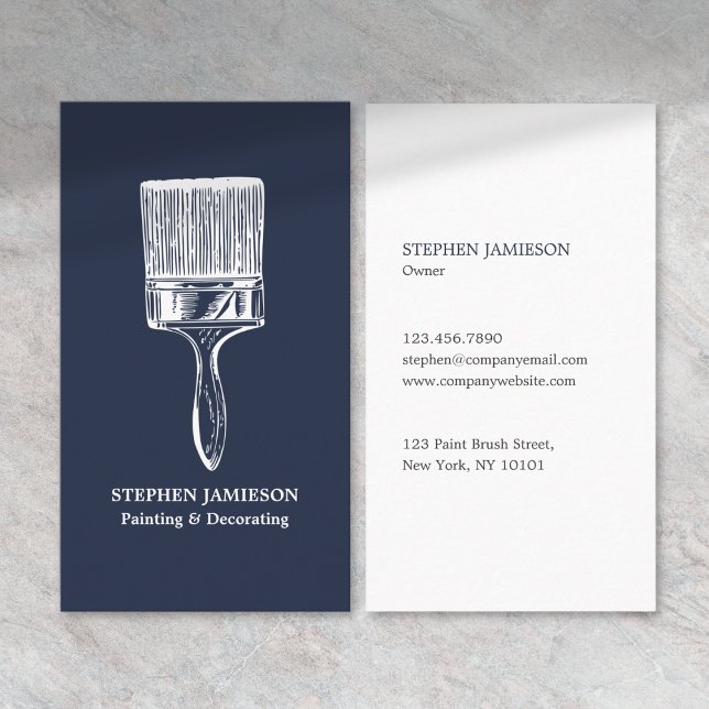 Modern målare & dekoratör marinblå och vit visitkort (Skapare uppladdad)