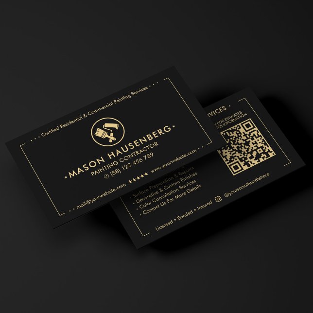 Modern målare Målningsentreprenör Svart Visitkort (Modern Painter Painting Contractor Black Business Card
)