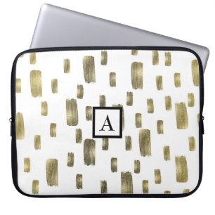 Modern målarpensel Guld Koppar Brons Glitter Laptop Fodral