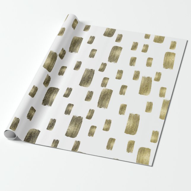 Modern målarpensel Guld Koppar Brons Glitter Presentpapper (Utrullad)