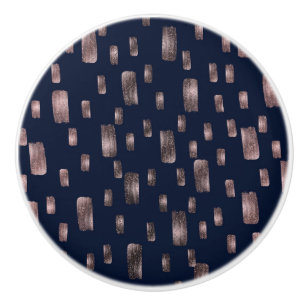 Modern målarpensel Rosa Guld & Marinblå Glitter Knopp