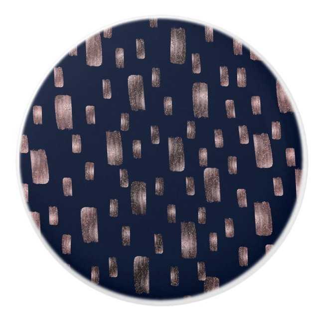 Modern målarpensel Rosa Guld & Marinblå Glitter Knopp (Framsidan)