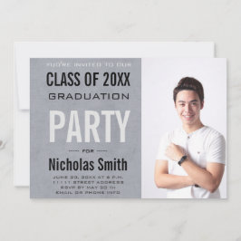 Modern Male Grad Blue-Studentfest Inbjudningar