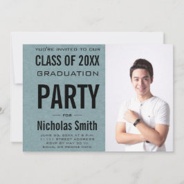 Modern Male Grad Blue-Studentfest Inbjudningar