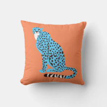 Modern Malibu Blue Cheetah på Salmon Orange