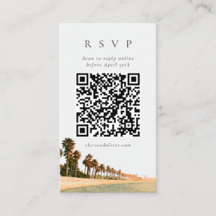 Modern Malibu Palmträd Strand Bröllop QR-kod RSVP Tilläggskort