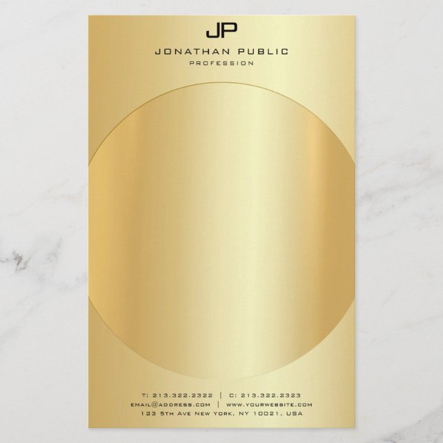 Modern mall för Faux Guld Elegant Brevpapper (Framsida)