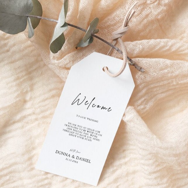 Modern mall för Märkre av bröllopsförmån. Presentetikett (Modern Wedding Favor Tag Template,)