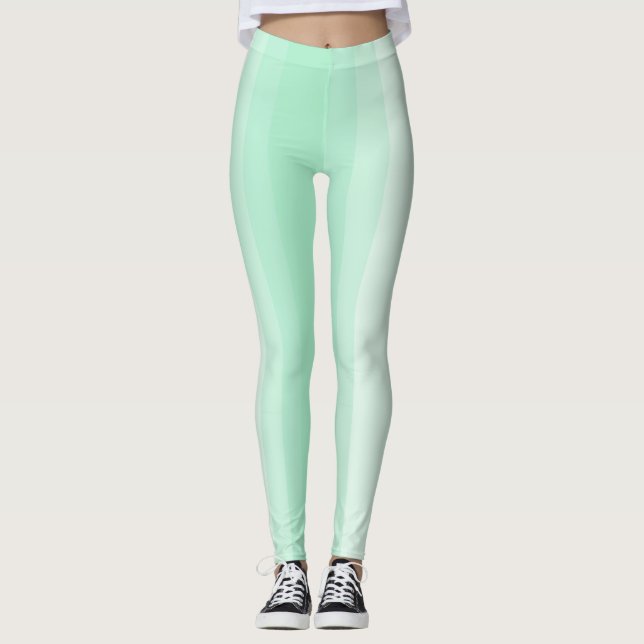 Modern mall för Mint Grönt White Stripe-Trendiget Leggings (Framsida)