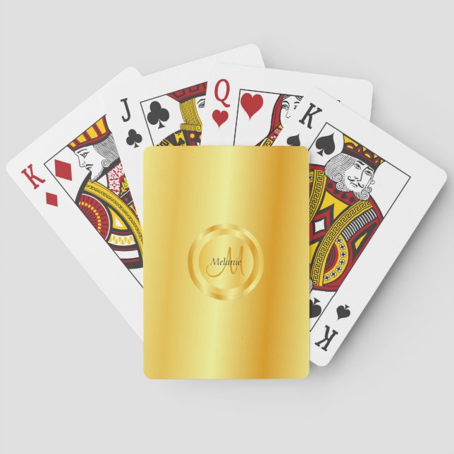 Modern mall för Monogram Faux Guld Elegant Casinokort (Baksidan)