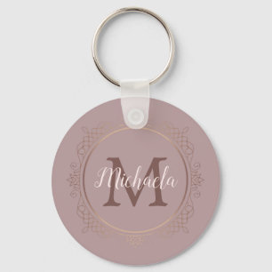 Modern mall för Monogram Ro Guld Elegant Nyckelring
