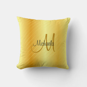 Modern mall för Monogrammed Elegant i Faux Guld Kudde