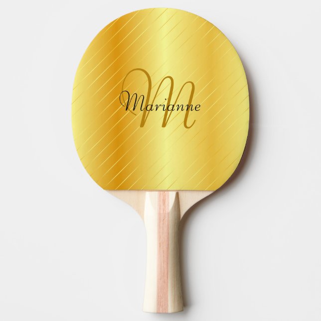 Modern mall för Monogrammed Elegant i Faux Guld Pingisracket (Framsidan)