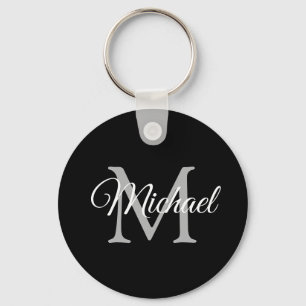 Modern mallcirkel i Monogram Namn Elegant Nyckelring