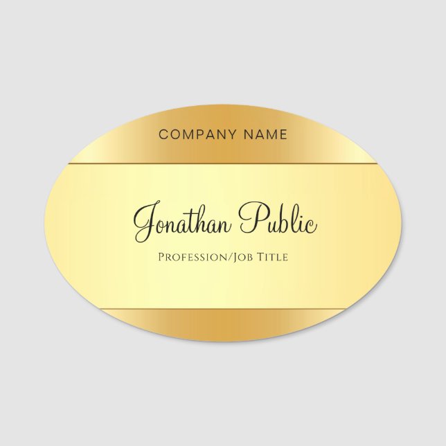 Modern mallglamor Guld i kalligraferat skript Namnbricka (Framsida)