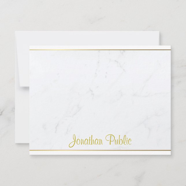 Modern mallsida Guld handskriftsformat för Elegant Anteckningskort (Framsida)