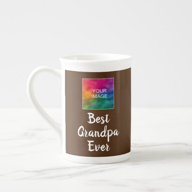 Modern malltypografi Brown Best Grandpa nånsin Benporslin Mugg (Vänster)