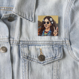 Modern målning av Mona Lisa - Da Vinci-inspirerad Knapp